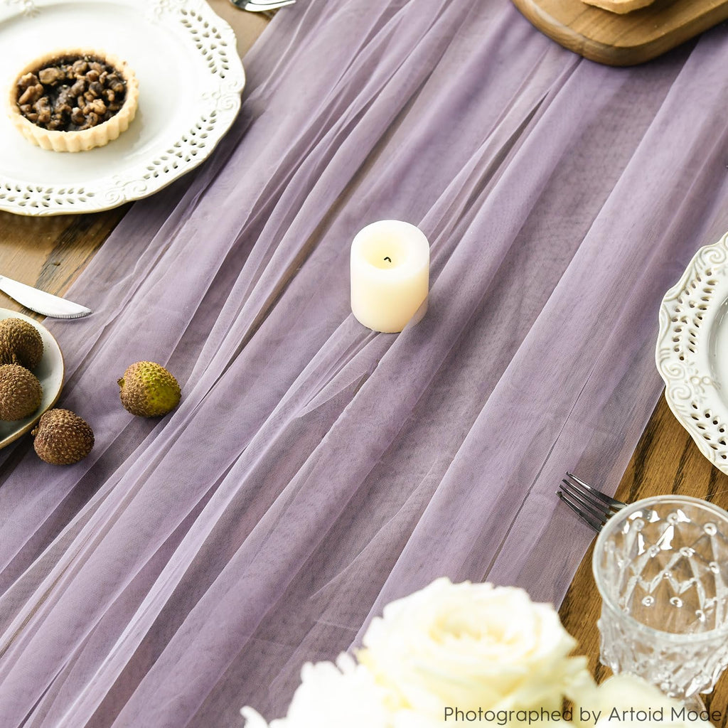 Artoid Mode Red Gauze Table Runner 120 Inch 10FT, Seasonal Sheer Kitchen Dining Holiday Wedding Birthday Baby Shower Table Decor for Home Party