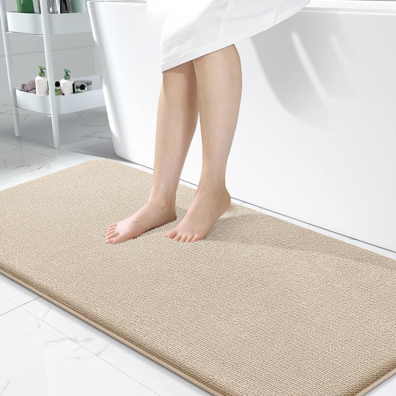 OLANLY Thick Memory Foam Bath Mat Rug 30x20, Extra Soft Absorbent Bathroom Rugs, Quick Dry Bath Mats, Non-Slip, Machine Washable Carpet for Bathroom, Tub and Shower, Home Decor Accessories, Grey