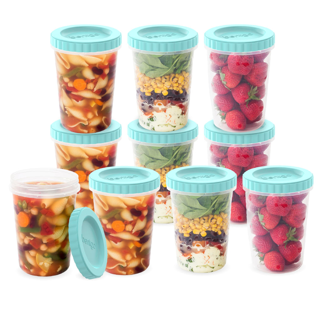 Bentgo Prep - 20 Piece 8 fl oz Leak-Proof Deli Containers with Lids, Food Storage for Meal Prep, Twist-Top, Reusable, PFAS & BPA-Free, Stackable, Microwave, Freezer, & Dishwasher Safe (Honeydew)