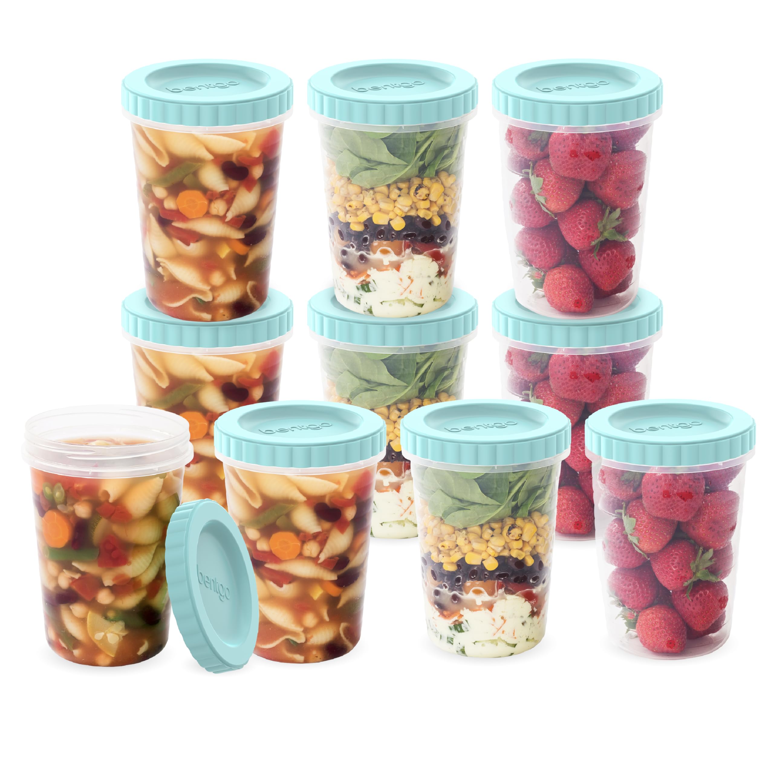Bentgo Prep - 20 Piece 8 fl oz Leak-Proof Deli Containers with Lids, Food Storage for Meal Prep, Twist-Top, Reusable, PFAS & BPA-Free, Stackable, Microwave, Freezer, & Dishwasher Safe (Honeydew)