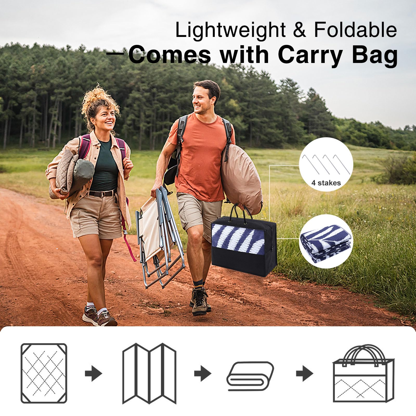 OLANLY Waterproof Outdoor Rug 5x8 ft, Reversible Outdoor Plastic Straw Rug with Leaf Pattern, RV Mat, Indoor Outdoor Carpet for Patio, Camping, Balcony, Deck, Backyard, Grey & White