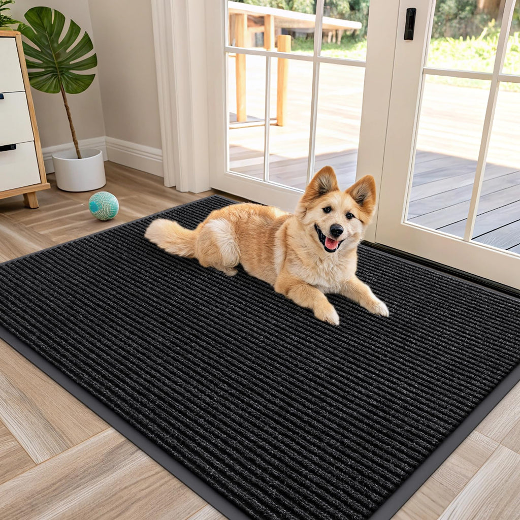 OLANLY Front Door Mat Indoor Outdoor Entrance, Waterproof Heavy Duty Doormat, Fade Resistant, Low Profile, Easy Clean Patio Porch Welcome Floor Mats for Entry, 29.5x17, Grey