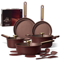 CAROTE Ceramic Cookware Set Nonstick, 14pcs Pots and Pans Set Nonstick, Non-Toxic & PFAS-Free, Dishwasher, RV/Camping Cookware Set, Cooking Pots with Lids, Charcoal Black