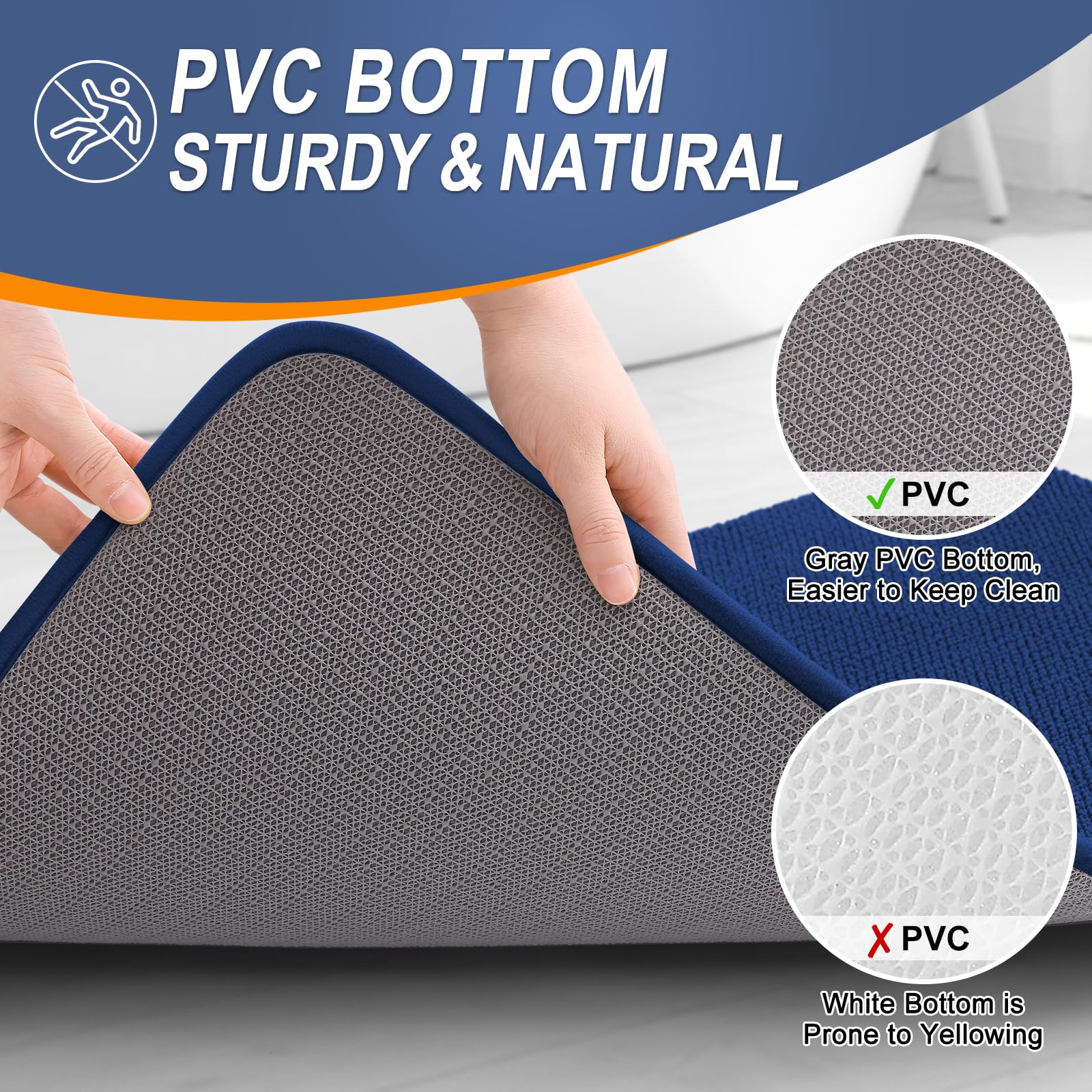 OLANLY Bathroom Rugs Sets 2 Piece, Soft Absorbent Memory Foam Bath Rug Set, Non-Slip, Quick Dry, Machine Washable Bath Mats for Bathroom, Home Decor Accessories (30"x20"+24"x16", Grey)