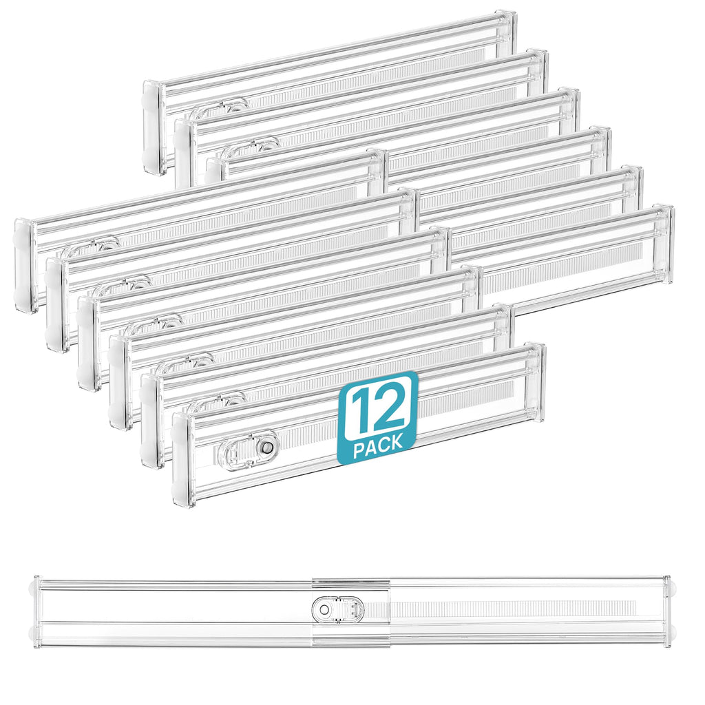 Vtopmart 8 Pack 6" Tall Upgrade Drawer Dividers for Big and Deep Drawer, 12.8"-22.3" Adjustable Expandable Dresser Drawer Organizer, Clear Plastic Separators for Dresser, Baby Supplies, Kitchenware