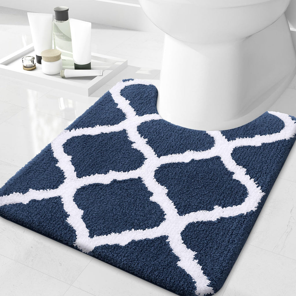 OLANLY Bathroom Rugs 24x16, Soft and Absorbent Microfiber Bath Rugs, Non-Slip Shaggy Shower Carpet, Machine Wash Dry, Bath Mats for Bathroom Floor, Tub and Shower, Grey