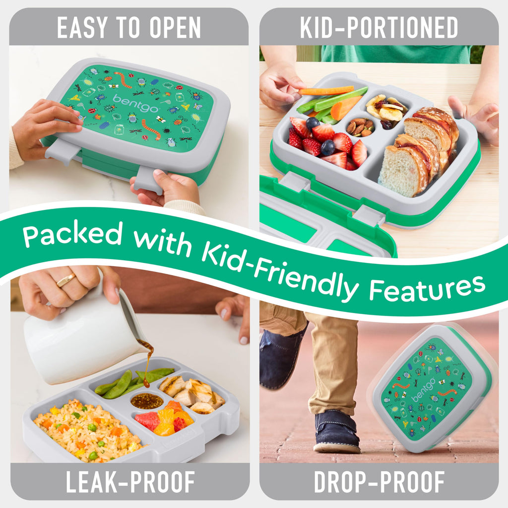 Bentgo Kids Prints Leak-Proof, 5-Compartment Bento-Style Kids Lunch Box - Ideal Portion Sizes for Ages 3-7, Durable, Drop-Proof, Dishwasher Safe, & PFAS & BPA-Free Materials (Unicorn)