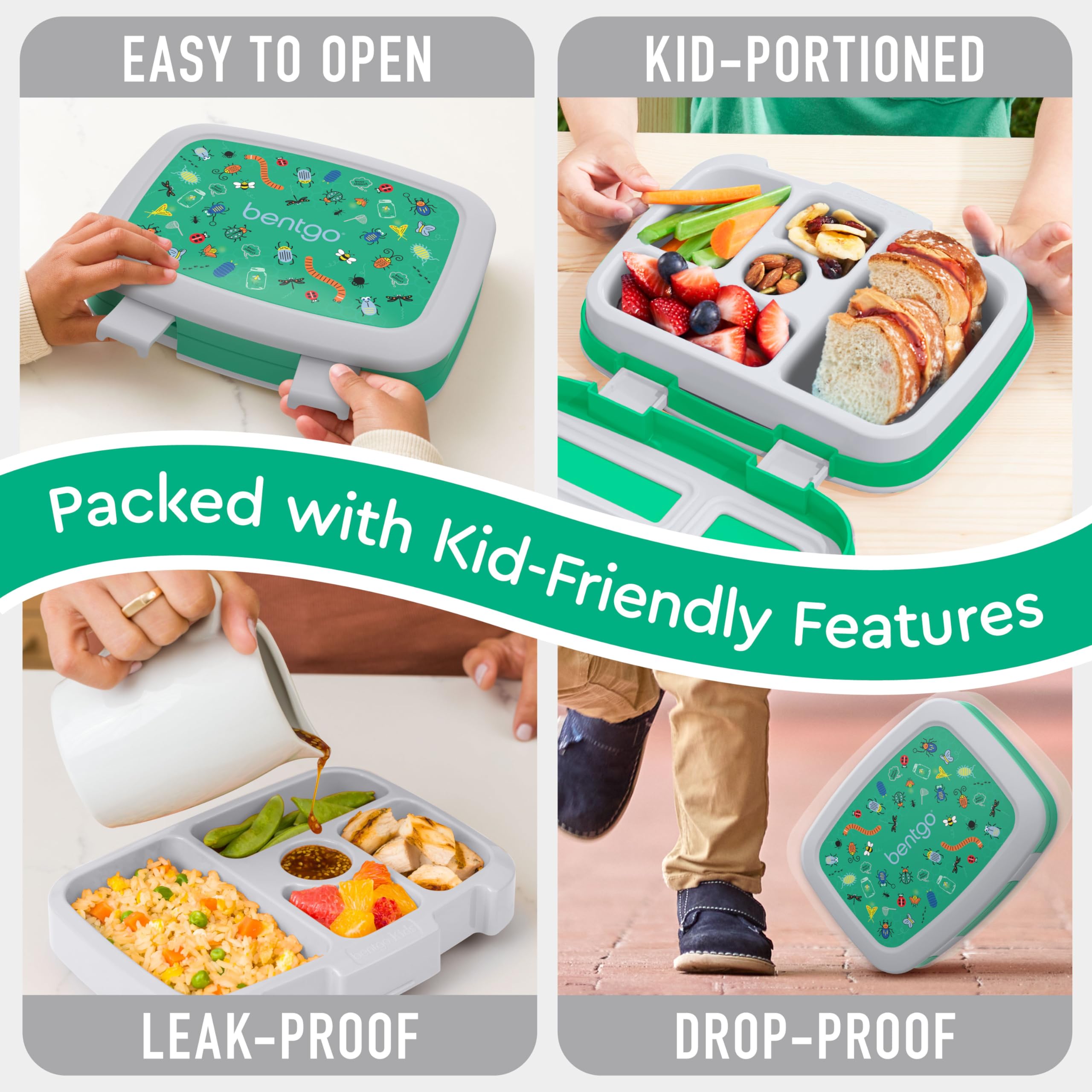 Bentgo Kids Prints Leak-Proof, 5-Compartment Bento-Style Kids Lunch Box - Ideal Portion Sizes for Ages 3-7, Durable, Drop-Proof, Dishwasher Safe, & PFAS & BPA-Free Materials (Unicorn)