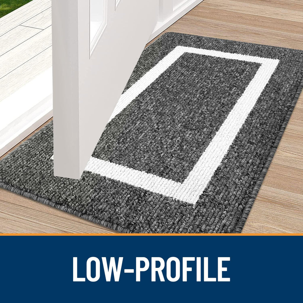 OLANLY Indoor Door Mat, 32x20, Non-Slip Absorbent Resist Dirt Entrance Mat, Washable Low-Profile Inside Entry Doormats for Entryway, Grey