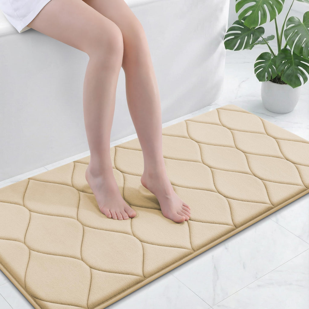 Smiry Memory Foam Bath Mat 30''x20'', Ultra Soft Non-Slip Bathroom Rug, Plush Water Absorbent Quick Dry and Machine Washable Floor Mat for Shower, Tub & Home Decor, Grey