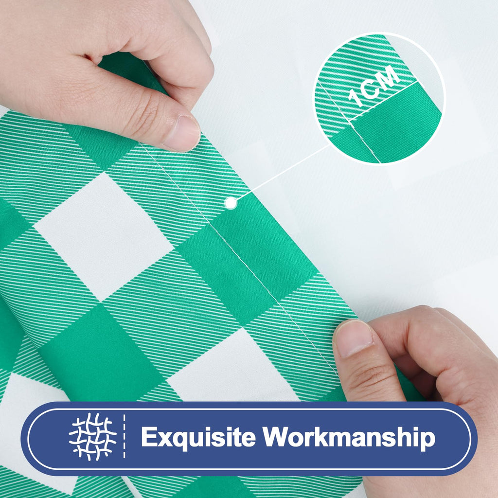 Smiry Picnic Table Cover with Bench Covers, Waterproof Elastic Fitted Tablecloths for 6 Foot Rectangle Tables, Washable Buffalo Plaid Tablecloth for Camping, Outdoor (Black & White, 30"x72")