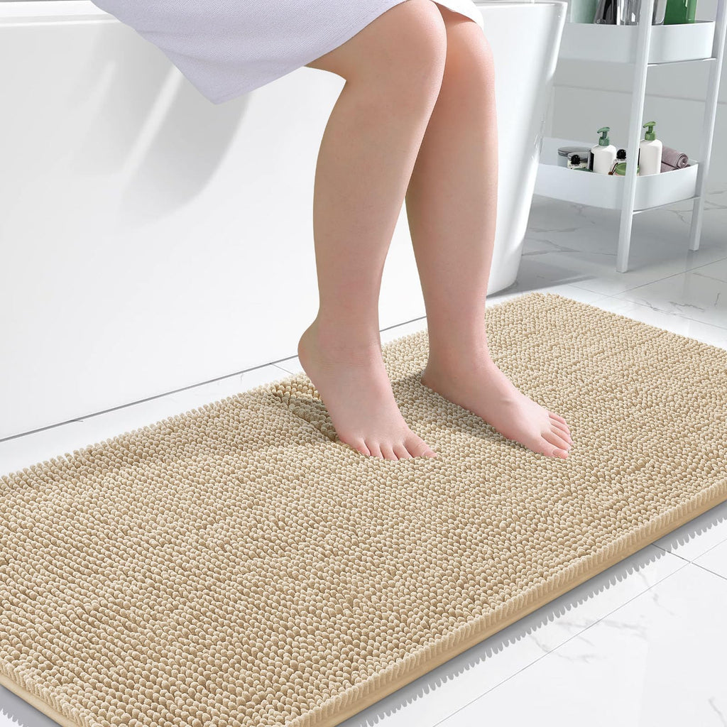 OLANLY Bathroom Rugs 30x20, Extra Soft Absorbent Chenille Bath Rugs, Rubber Backing Quick Dry, Machine Washable Bath Mats for Bathroom Floor, Tub and Shower, Home Decor Accessories, Grey