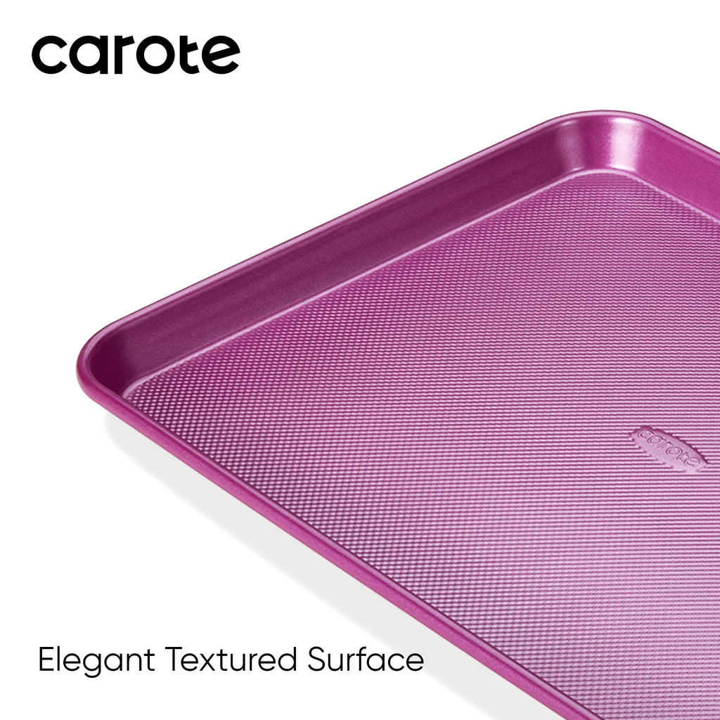 CAROTE 3-Piece Baking Pan Set - Bakeware Set, Baking Sheet Set Including 13 Inch 15 Inch 17 Inch Sheet Pan, Cookie Sheet for Baking, Royal Violet, Blue & Grey