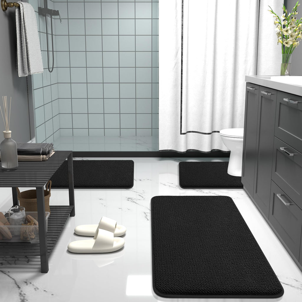 OLANLY Bathroom Rugs Sets 2 Piece, Soft Absorbent Memory Foam Bath Rug Set, Non-Slip, Quick Dry, Machine Washable Bath Mats for Bathroom, Home Decor Accessories (30"x20"+24"x16", Grey)