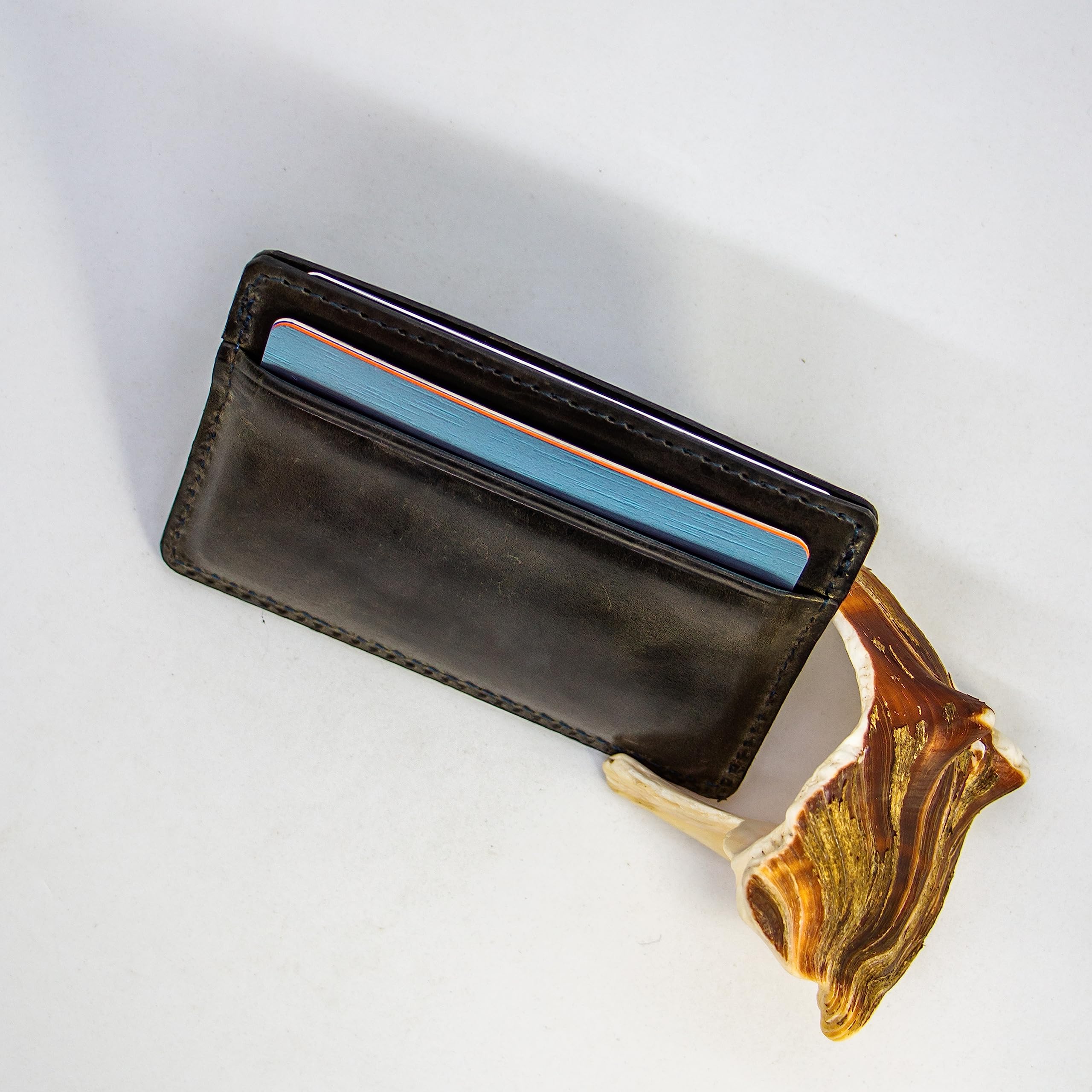 TWIN ENGINE COFFEE Handcrafted Leather Minimalist Wallet/Card Holder Wallet with 6 card capacity and cash pocket/Hand Stitched Top Grain/Slim/Perfect Gift/Men’s and Women’s/Origin Creations (Purple)