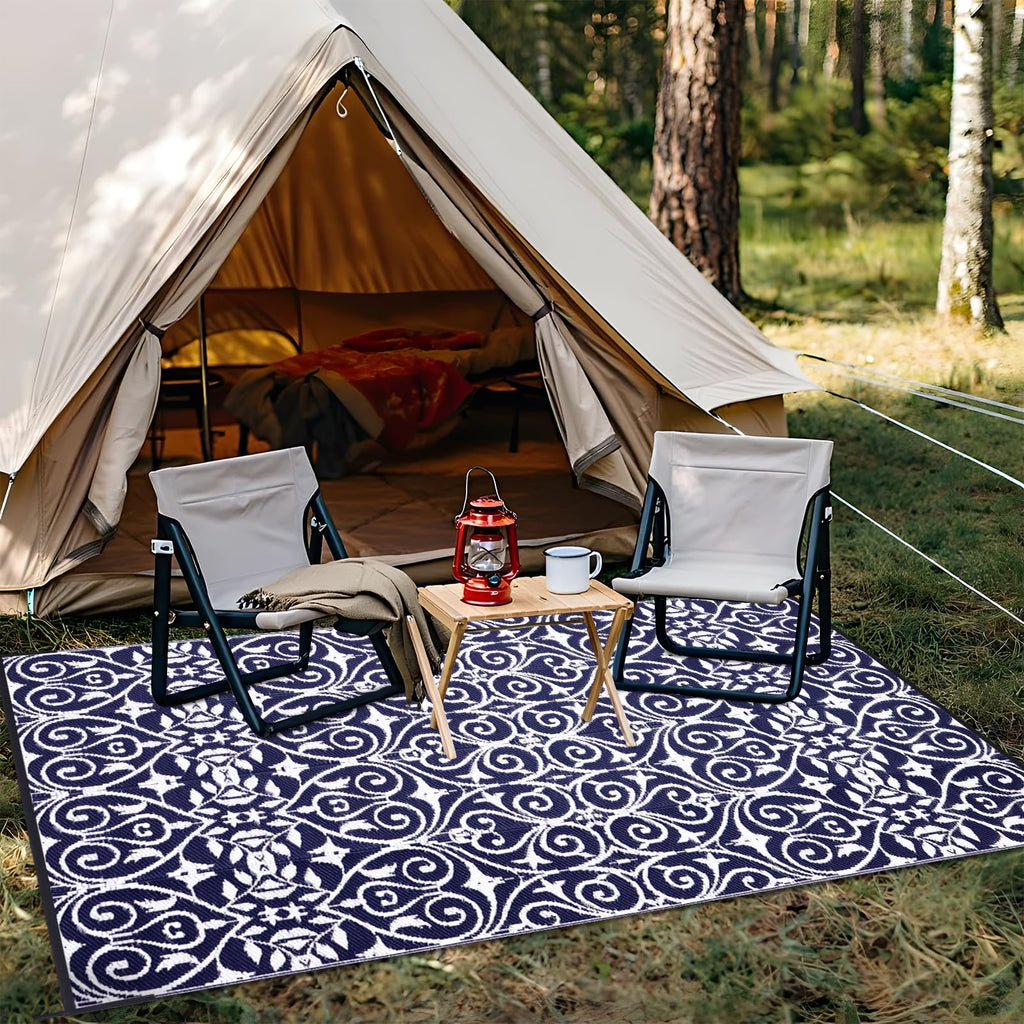 OLANLY Outdoor Rug 5x8 ft Waterproof, Reversible Outdoor Plastic Straw Rug, RV Mat, Indoor Outdoor Carpet Clearance for Patio, Camping, Balcony, Deck, Backyard, Grey & White