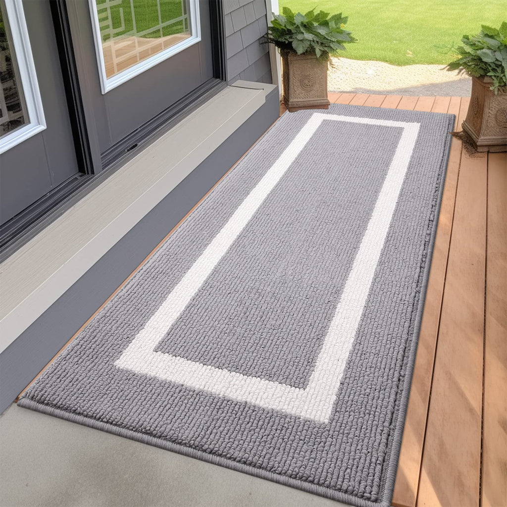 OLANLY Indoor Door Mat, 32x20, Non-Slip Absorbent Resist Dirt Entrance Mat, Washable Low-Profile Inside Entry Doormats for Entryway, Grey