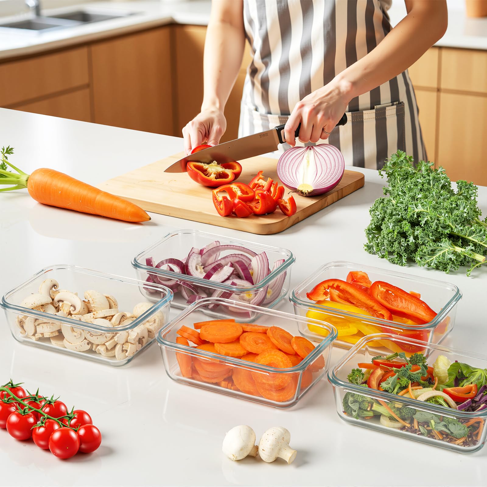 5 Pack 25oz Glass Meal Prep Containers with Air Vent Lids, Borosilicate Glass Food Storage Container with Snap Airtight Lids for Lunch, Food Prep, Microwave, Oven, Freezer & Dishwasher Safe, BPA-Free