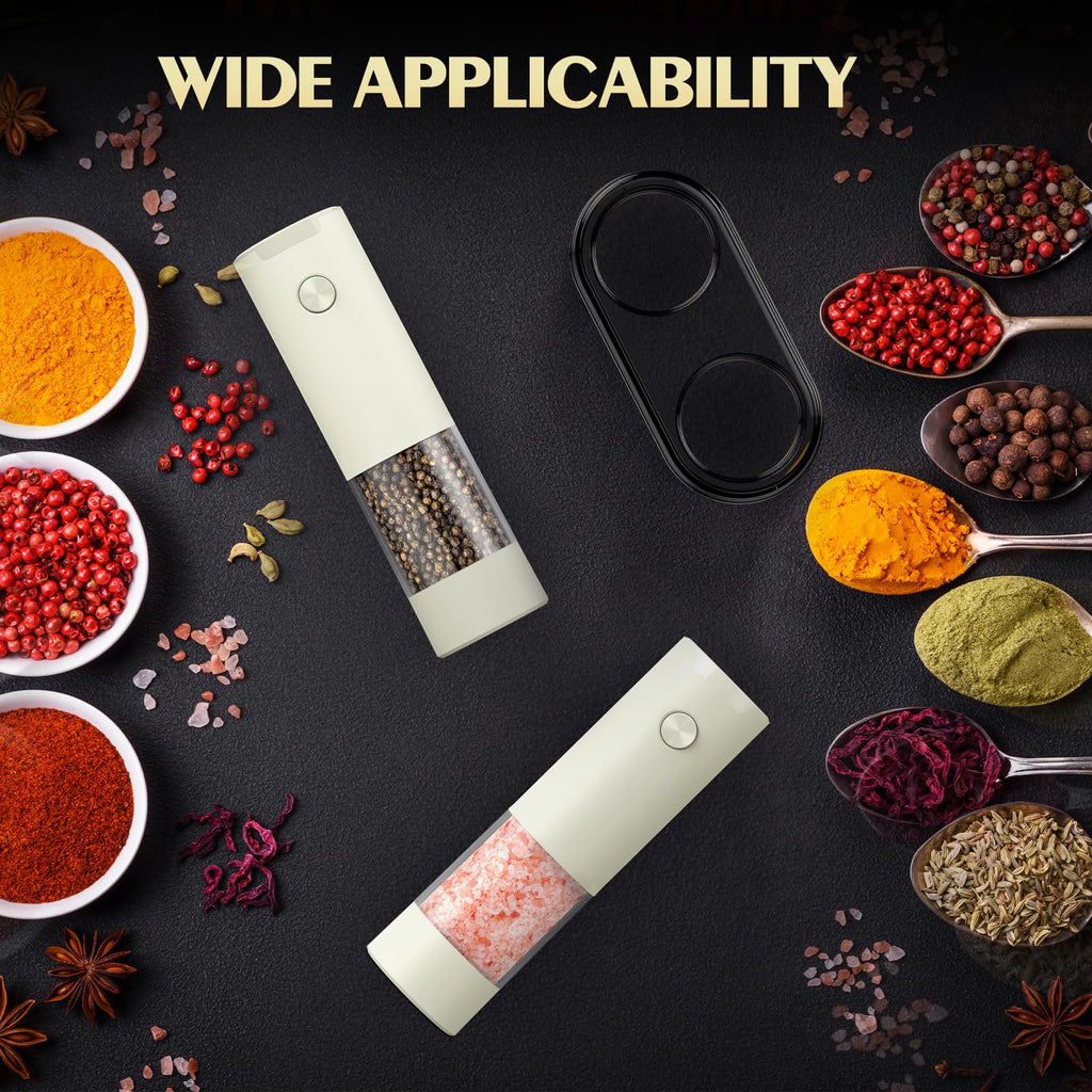 Electric Salt and Pepper Grinder Set Automatic Battery Pepper Mill Shakers Adjustable Coarseness Upgraded Larger Capacity with Led Home and Kitchen Appliances Birthday Gifts for Women Mom