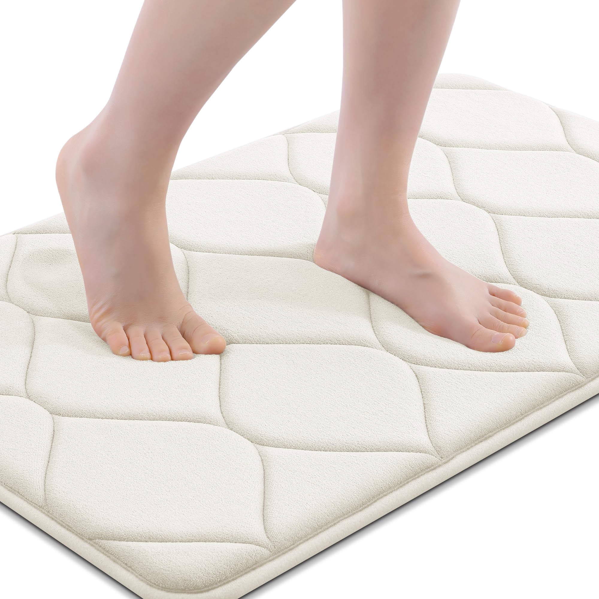 Smiry Memory Foam Bath Mat 30''x20'', Ultra Soft Non-Slip Bathroom Rug, Plush Water Absorbent Quick Dry and Machine Washable Floor Mat for Shower, Tub & Home Decor, Grey