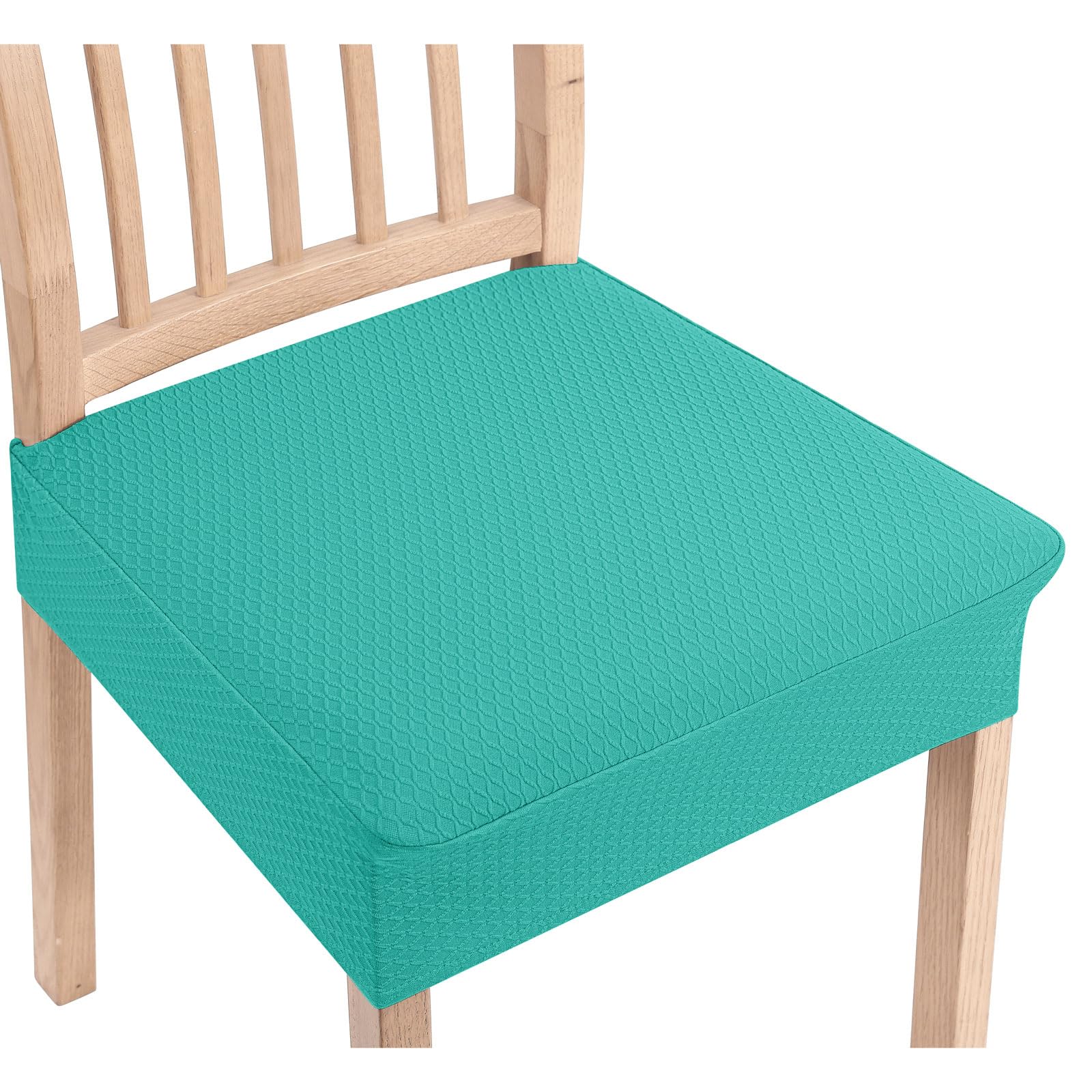 Smiry Stretch Jacquard Seat Covers for Dining Room Chairs Set of 6, Removable Washable Chair Seat Protector Slipcovers, No Rear Covers, Beige