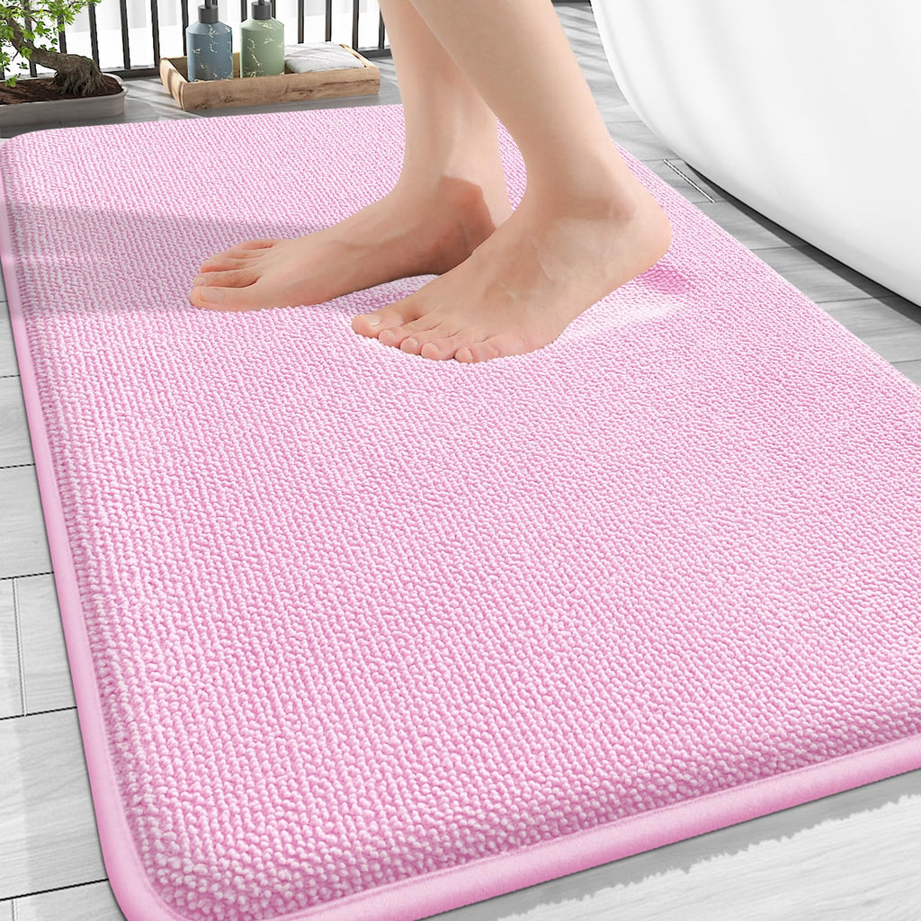 OLANLY Thick Memory Foam Bath Mat Rug 30x20, Extra Soft Absorbent Bathroom Rugs, Quick Dry Bath Mats, Non-Slip, Machine Washable Carpet for Bathroom, Tub and Shower, Home Decor Accessories, Grey