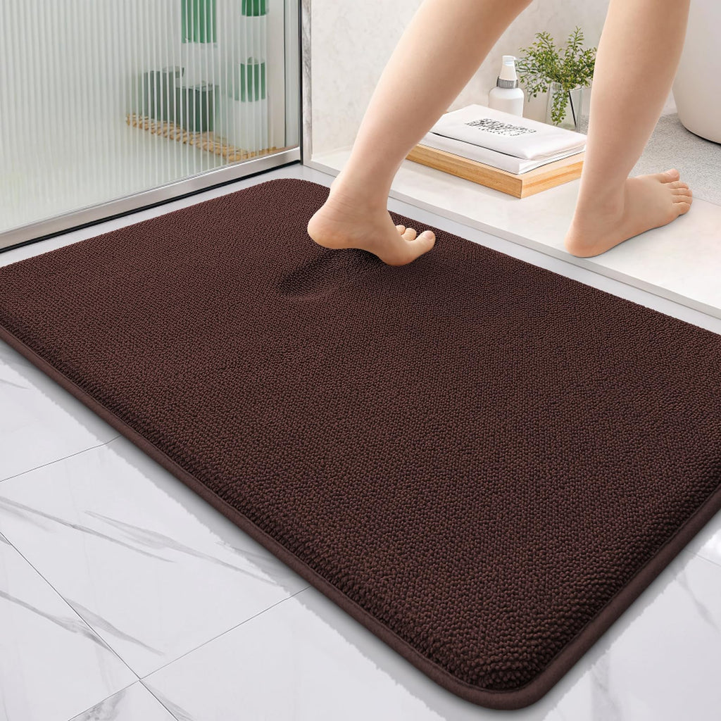 OLANLY Thick Memory Foam Bath Mat Rug 30x20, Extra Soft Absorbent Bathroom Rugs, Quick Dry Bath Mats, Non-Slip, Machine Washable Carpet for Bathroom, Tub and Shower, Home Decor Accessories, Grey