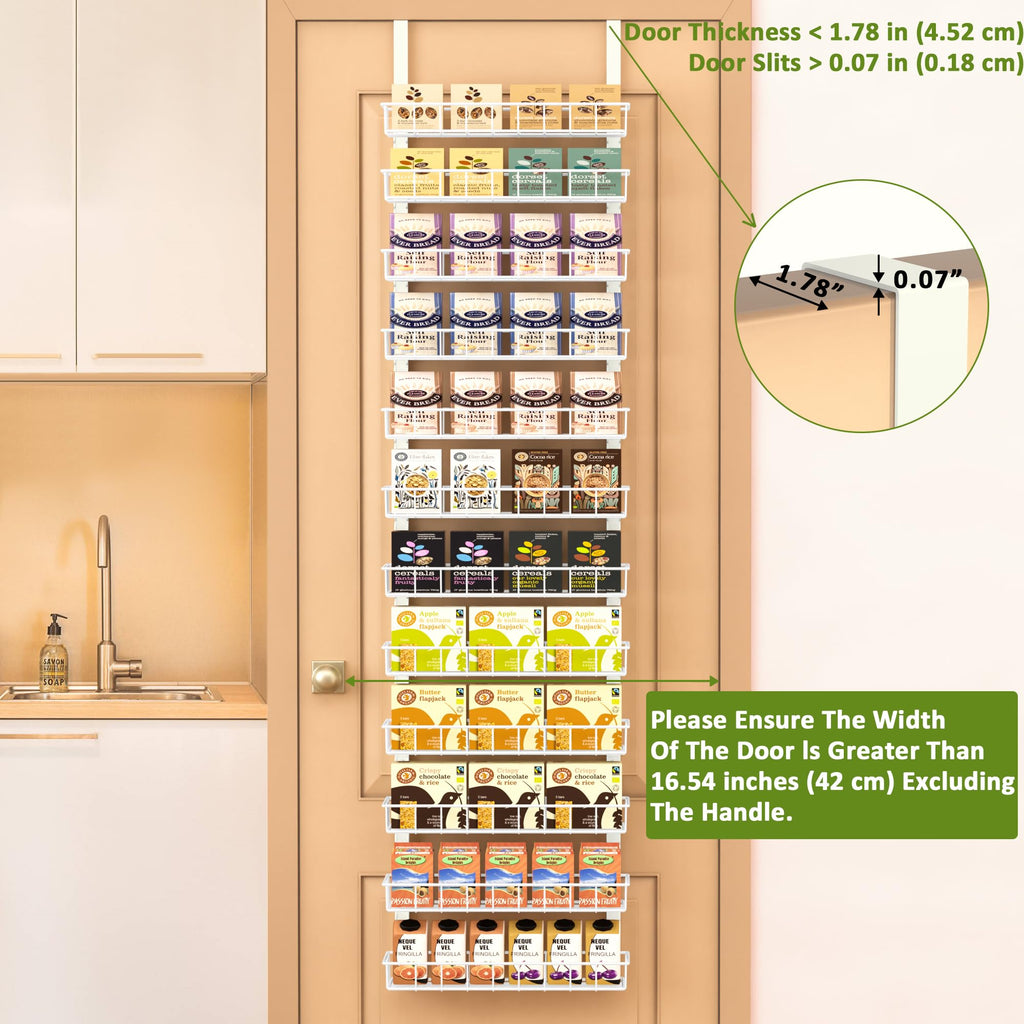 Churboro Over the Door Pantry Organizer Rack with 9 Adjustable Baskets, 9 Tiers Dual-use Hanging or Wall Mount Spice Rack Organizer, Black