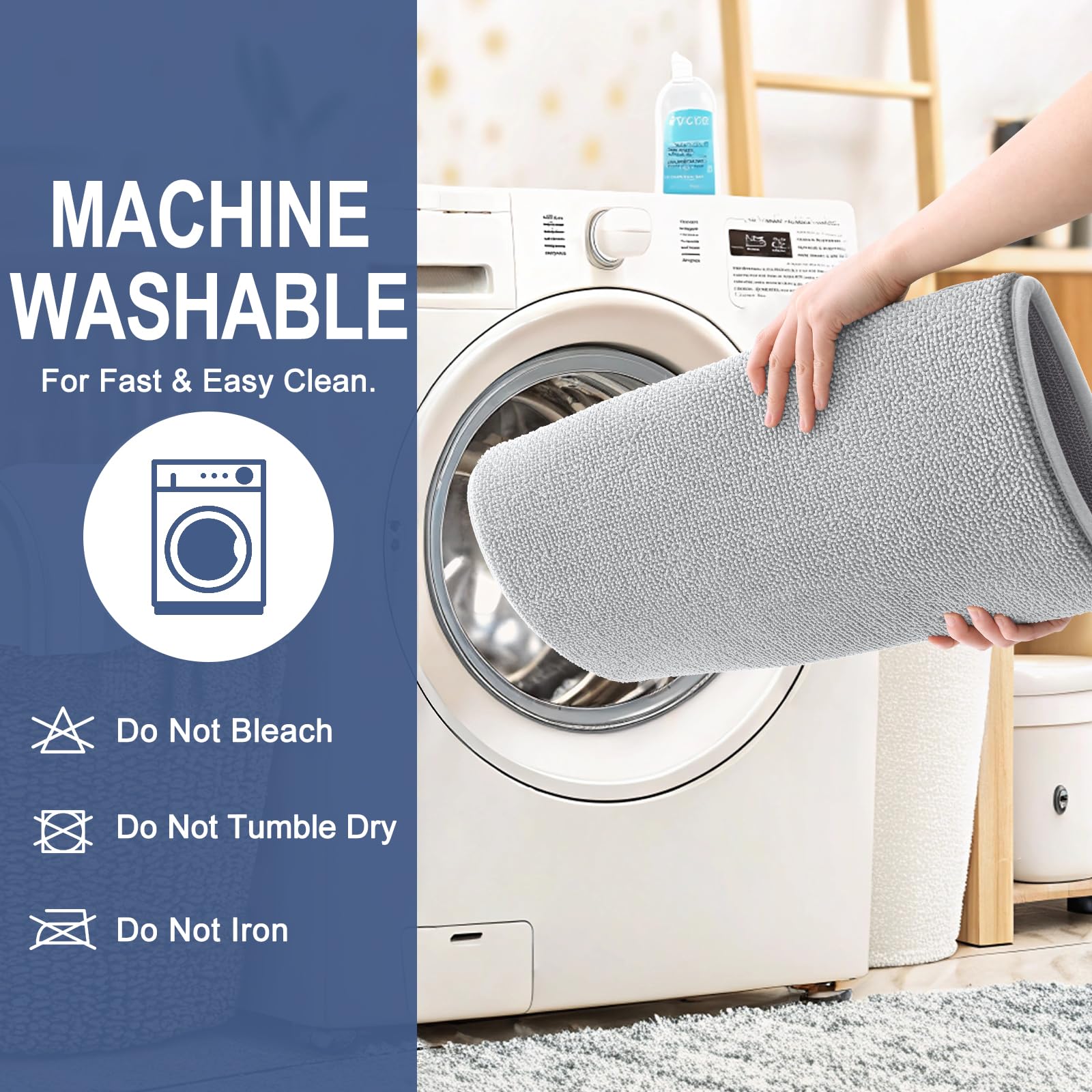 OLANLY Bathroom Rugs Sets 2 Piece, Soft Absorbent Memory Foam Bath Rug Set, Non-Slip, Quick Dry, Machine Washable Bath Mats for Bathroom, Home Decor Accessories (30"x20"+24"x16", Grey)