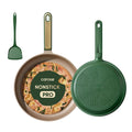 CAROTE Non Stick Frying Pan Skillet Set, Omelet Pan, Healthy Non Toxic Granite Chef Pan, Induction Compatible Egg Frying Pan with Heat-Resistant Handle, PFOA-Free,Black, 8"+10"+12"