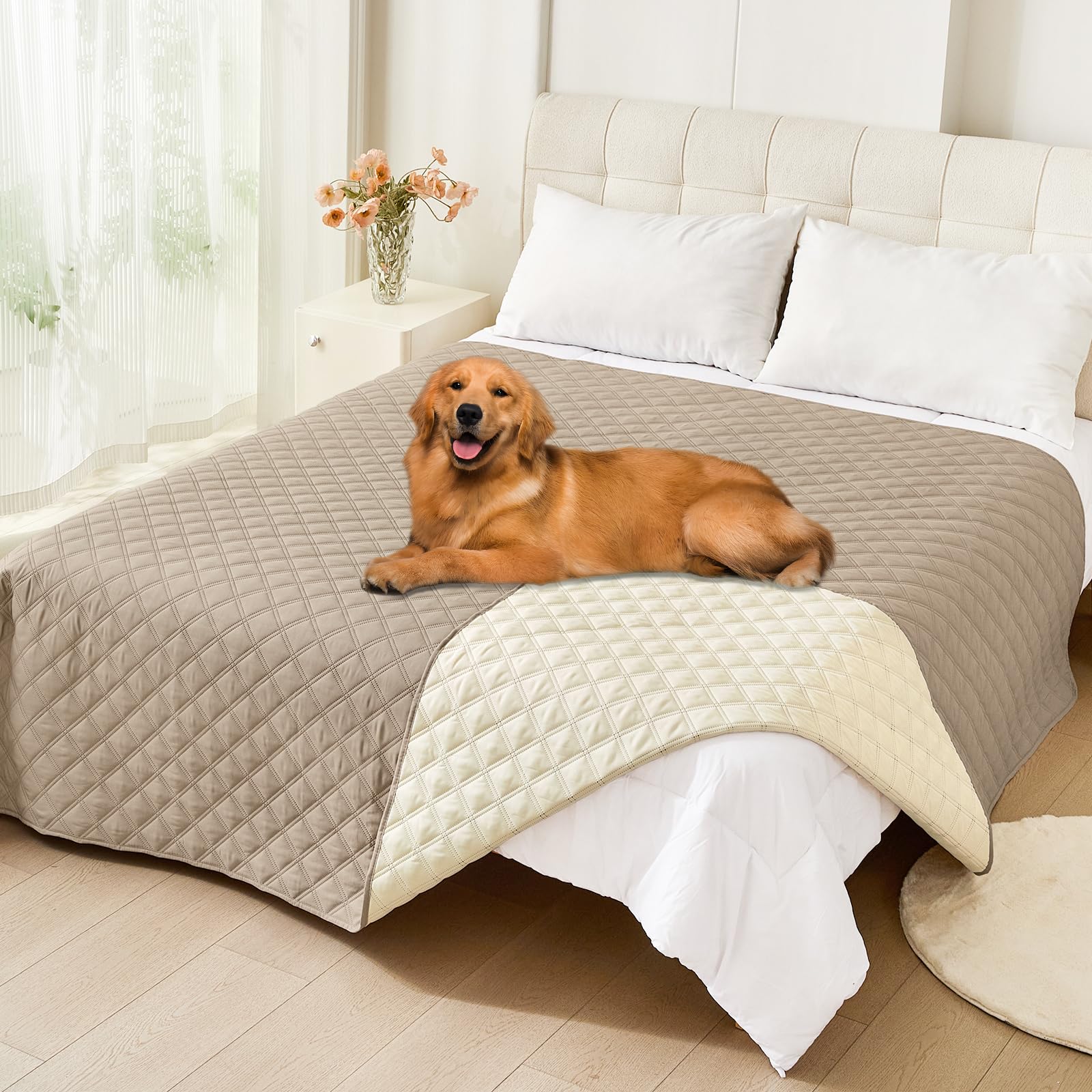 Smiry Waterproof Couch Covers for Dogs Washable, Reversible Pet Couch Covers for 3 Cushion Sofa Pet Friendly, Soft Sofa Furniture Protector for Dogs Cat Kids, Checkered (30"x70", Grey/Dark Grey)