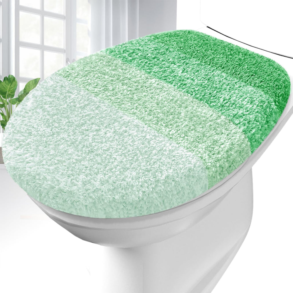 OLANLY Soft Microfiber Bathroom Toilet Lid Cover, Machine Washable Seat Covers, 17.5x15, Stays in Place Rubber Backing, Fits Most Round, Elongated and Oblong Lids, Accessories Decor, Gray