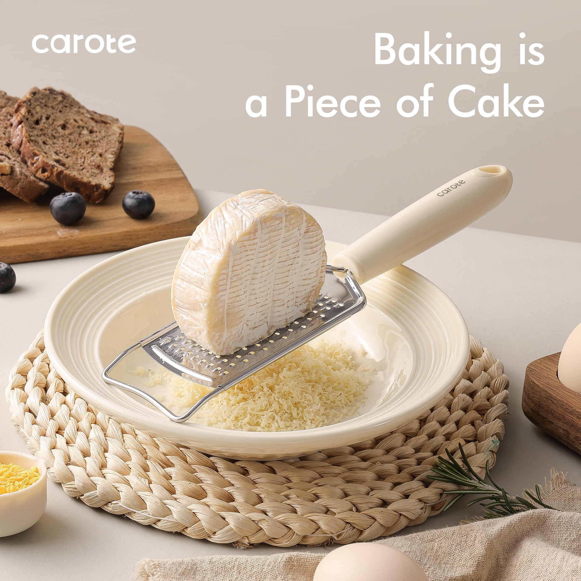 CAROTE Silicone Cooking Utensils Set for Nonstick Cookware, 446°F Heat Resistant Kitchen Utensil Set with Wooden Handle 10pcs, Spatula, Turner, Spoon, Tongs, Whisk