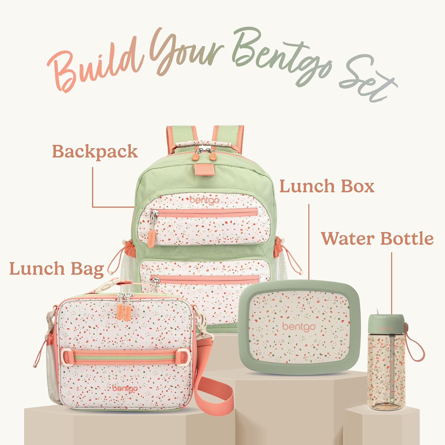Bentgo® Kids 14” Backpack Set With Kids Prints Lunch Box (Geo Speckle)