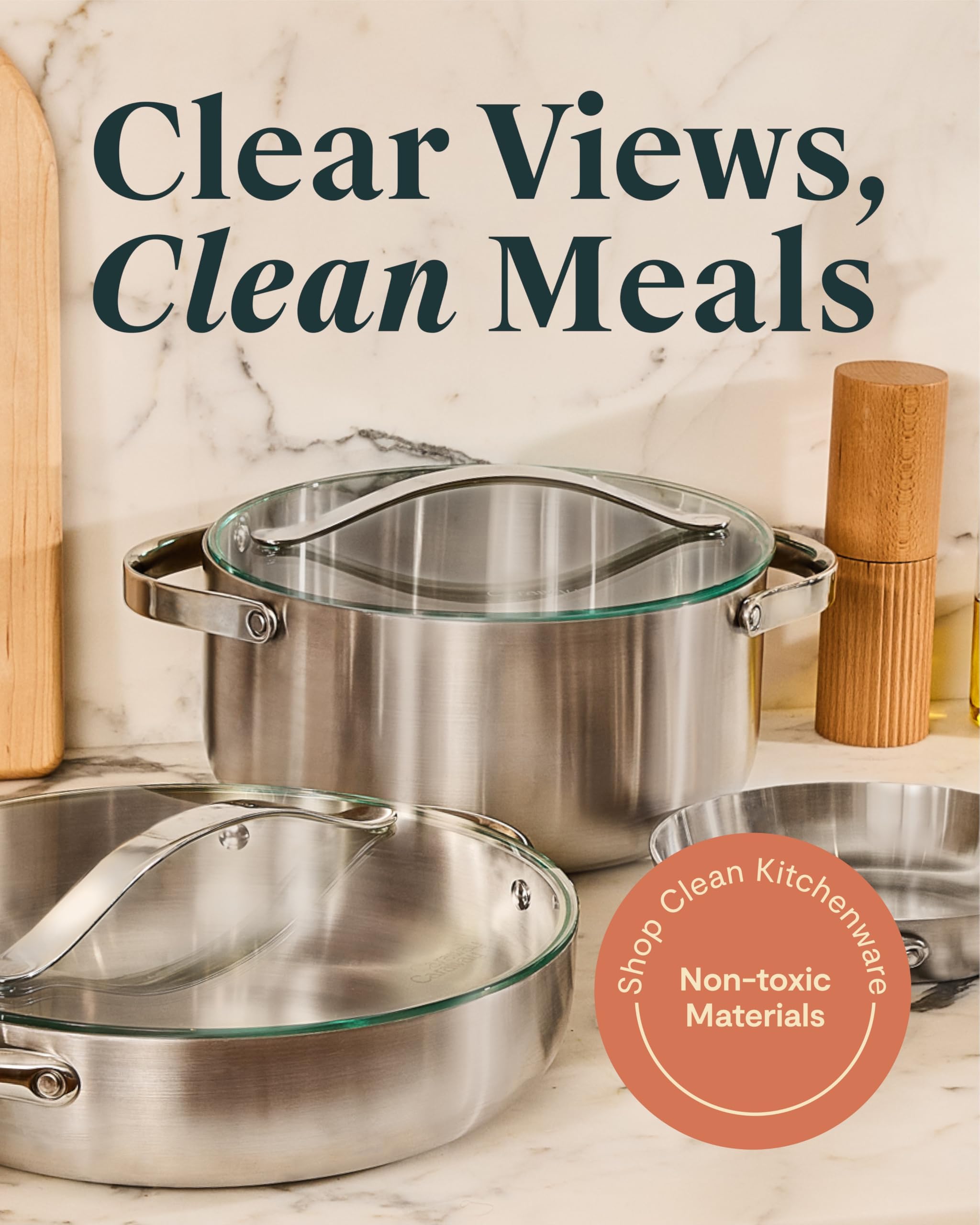 Caraway 10.5" Glass Lid for Pots and Pans - Made With Tempered Glass - Sized to Fit Caraway Ceramic-Coated & Stainless Steel Cookware