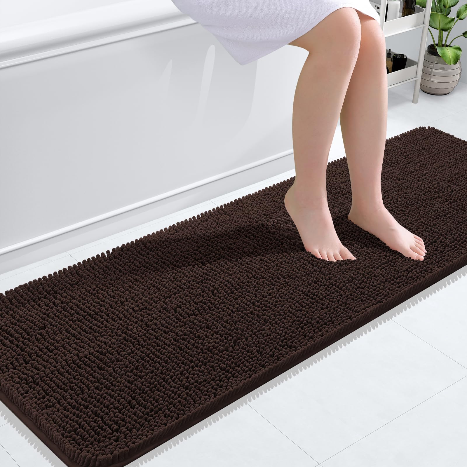 OLANLY Bathroom Rugs 30x20, Extra Soft Absorbent Chenille Bath Rugs, Rubber Backing Quick Dry, Machine Washable Bath Mats for Bathroom Floor, Tub and Shower, Home Decor Accessories, Grey