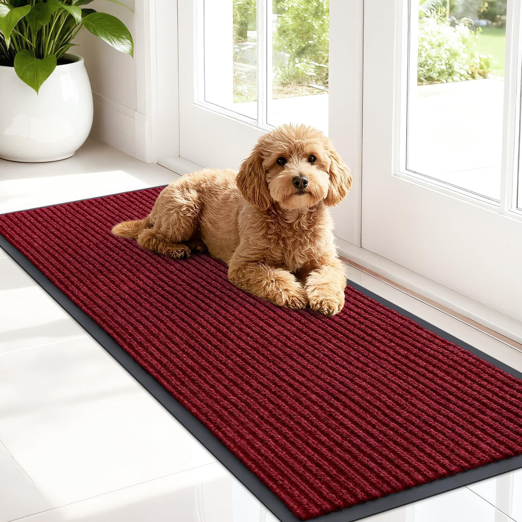 OLANLY Front Door Mat Indoor Outdoor Entrance, Waterproof Heavy Duty Doormat, Fade Resistant, Low Profile, Easy Clean Patio Porch Welcome Floor Mats for Entry, 29.5x17, Grey