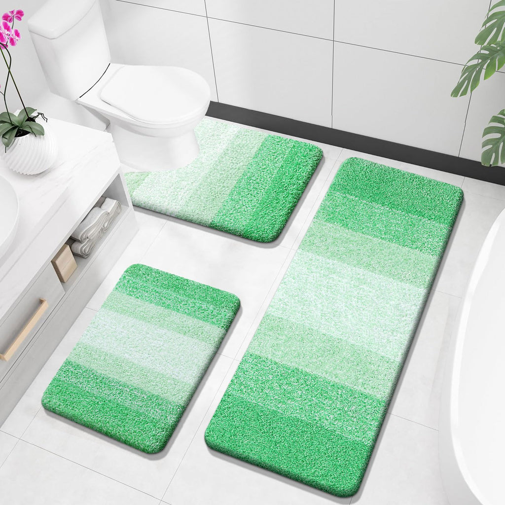 OLANLY Bathroom Rugs Sets 3 Piece, Soft Absorbent Microfiber Bath Mats and U-Shaped Contour Toilet Rug, Machine Wash Dry, Plush Shaggy Bath Mat Set for Bathroom (30"x20"+24"x16"+24"x20", Grey)