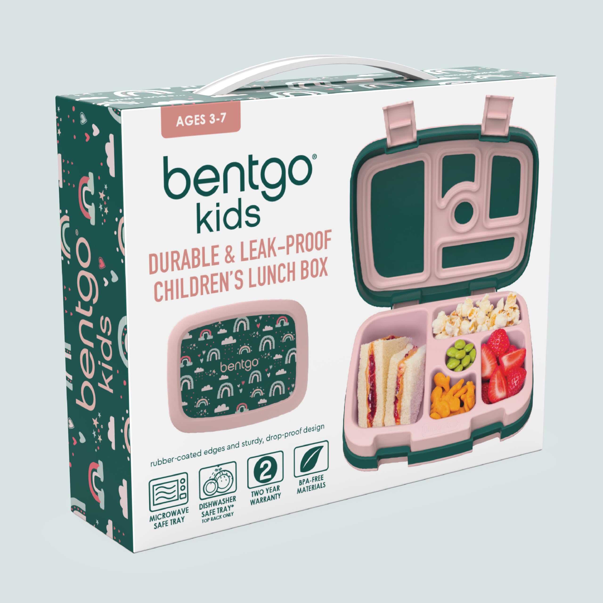 Bentgo Kids Prints Leak-Proof, 5-Compartment Bento-Style Kids Lunch Box - Ideal Portion Sizes for Ages 3-7, Durable, Drop-Proof, Dishwasher Safe, & PFAS & BPA-Free Materials (Unicorn)