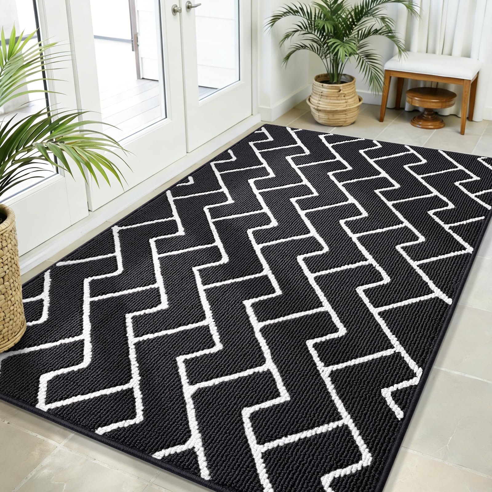 OLANLY Front Door Mat, Non-Slip Rubber Backing, Dirt Resistant and Absorbent, Washable, Easy to Clean Low-Profile Indoor Doormat for Back Door, Entryway, Inside Entrance, 32x20, Grey