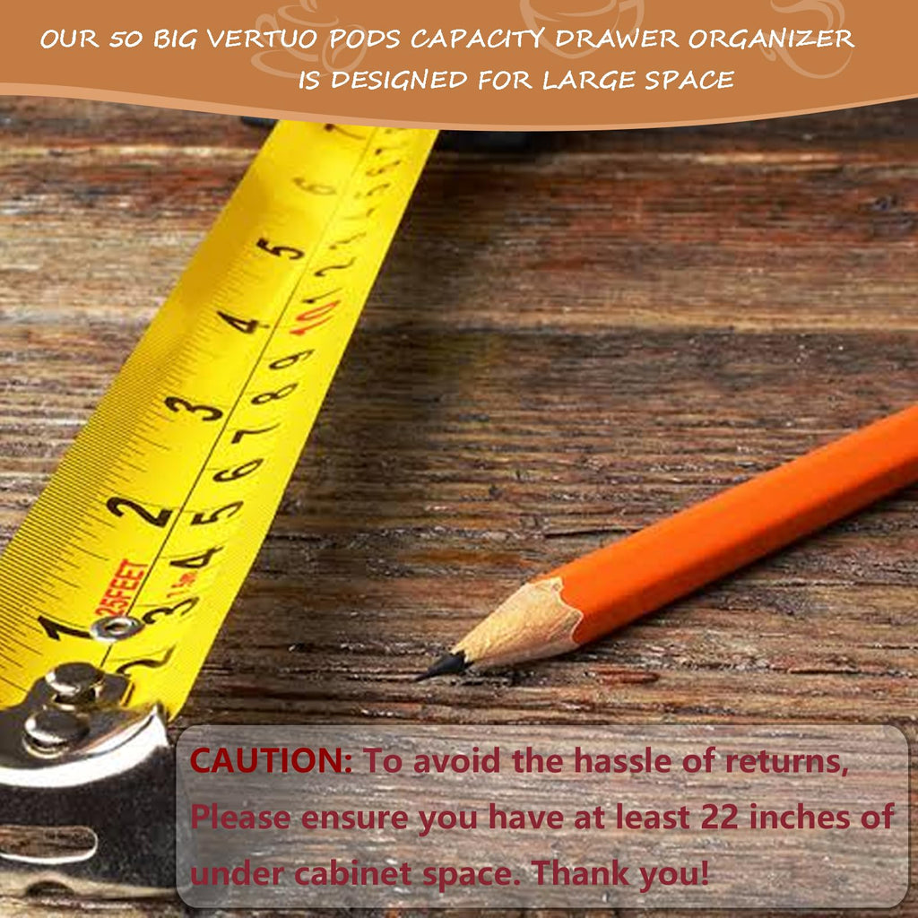 Vertuo Pod Holder Drawer with Deluxe Black Tempered Glass Top, Compatible for Nespresso VertuoLine Pods, Holds up to 75 Small or 50 Big Vertuo Pods Compact Design (Piano Black Nespresso Pods Holder)