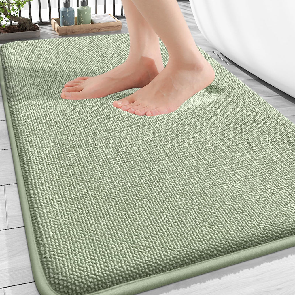 OLANLY Thick Memory Foam Bath Mat Rug 30x20, Extra Soft Absorbent Bathroom Rugs, Quick Dry Bath Mats, Non-Slip, Machine Washable Carpet for Bathroom, Tub and Shower, Home Decor Accessories, Grey