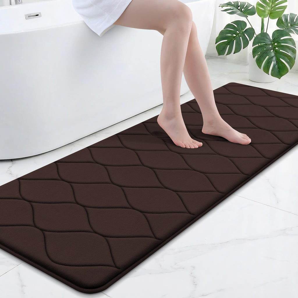Smiry Memory Foam Bath Mat 30''x20'', Ultra Soft Non-Slip Bathroom Rug, Plush Water Absorbent Quick Dry and Machine Washable Floor Mat for Shower, Tub & Home Decor, Grey