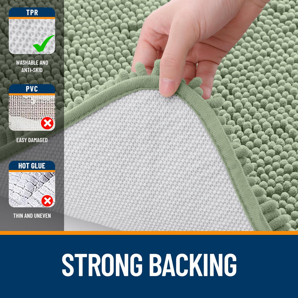 OLANLY 30-inch Round Bathroom Rugs, Extra Soft and Absorbent Chenille Bath Rugs, Quick Dry Machine Washable Bath Mats for Bathroom Floor, Tub and Shower, Home Decor Accessories, Grey