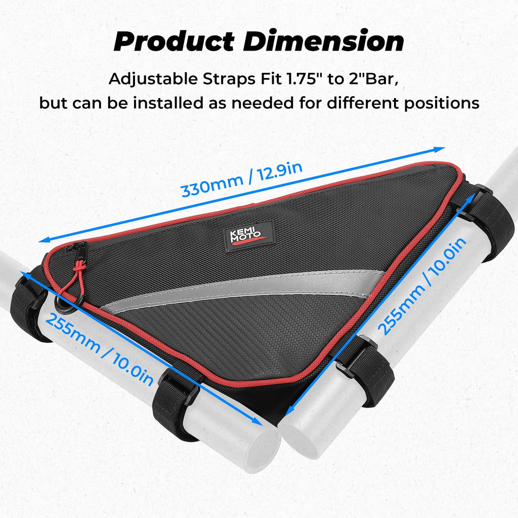 KEMIMOTO UTV Roll Bar Triangle Storage Bag, 2 Packs Water Resistant Universal Roof/Door/Side Armrest Bag Compatible with Most UTV, Road and Mountain Bikes