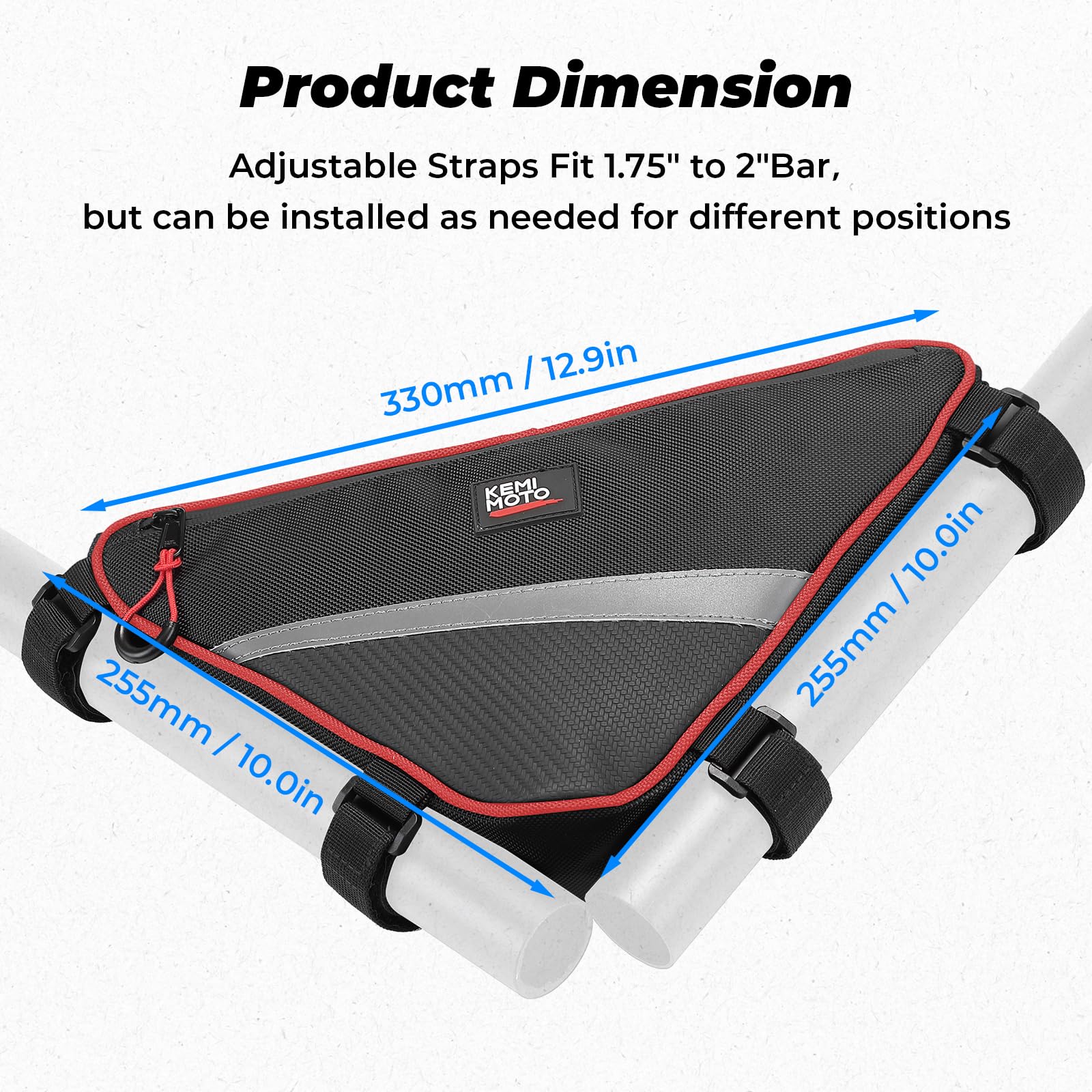 KEMIMOTO UTV Roll Bar Triangle Storage Bag, 2 Packs Water Resistant Universal Roof/Door/Side Armrest Bag Compatible with Most UTV, Road and Mountain Bikes