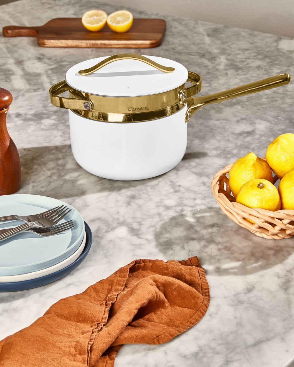 Caraway Steamer - Stainless Steel Steamer with Handles - Non Stick, Non Toxic Coating - Steam Veggies, Seafood, and More - Compatible With Our Dutch Oven or Sauce Pan - Small
