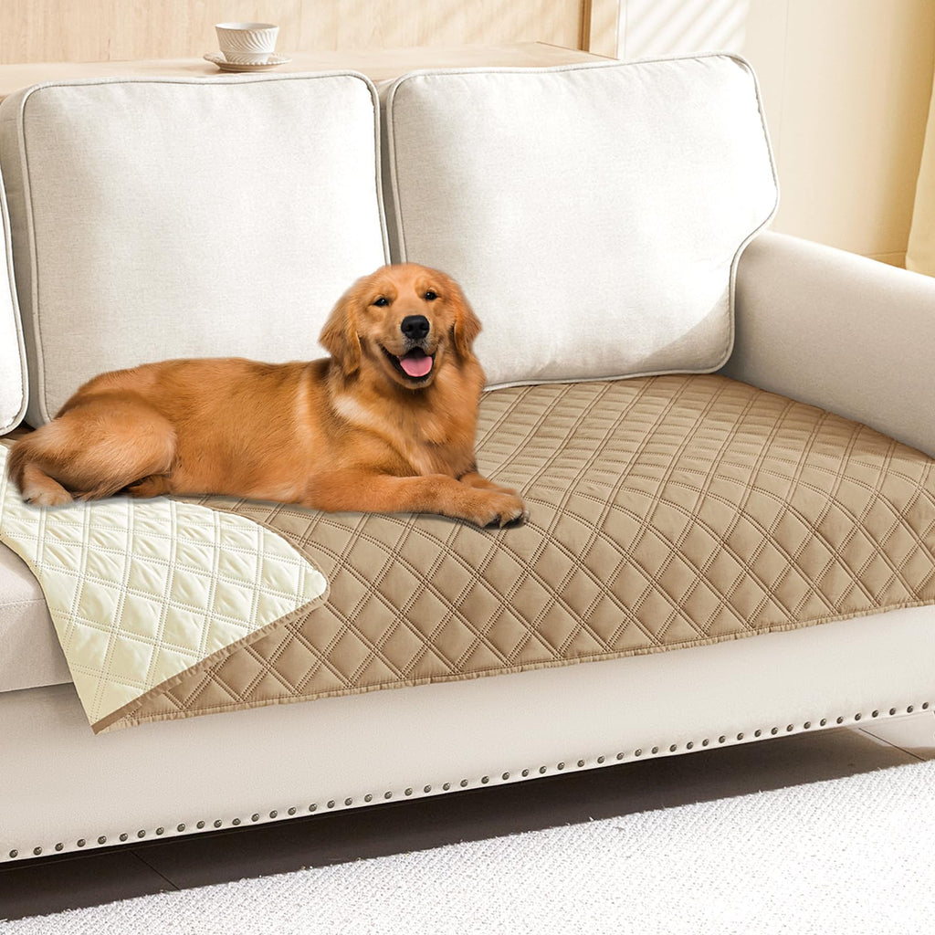 Smiry Waterproof Couch Covers for Dogs Washable, Reversible Pet Couch Covers for 3 Cushion Sofa Pet Friendly, Soft Sofa Furniture Protector for Dogs Cat Kids, Checkered (30"x70", Grey/Dark Grey)