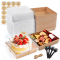 20 Pack Small Cake Boxes Charcuterie Boxes Mini Cake Containers With Lids For 4-6-inch Cake Pudding Sandwich Pie Bakery Dessert(Brown 7x7x4 inch)