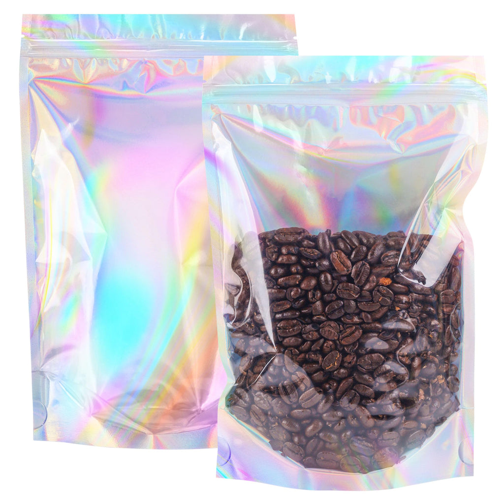 Holographic Mylar Bags Resealable Smell Proof Bags for lip gloss, Jewelry, Lash Candy and More - Small Business Packaging Supplies(100PACK, 3x9INCH)